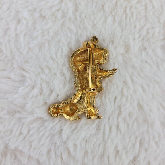 1950's Gold Tone Metal and Enamel Poodle Pin - Picture 4 of 4